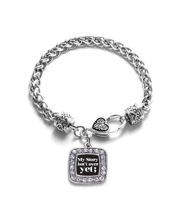 My Story Isn't Over Yet Semicolon Movement Classic Braided Classic Silver Plated Square Crystal Charm Bracelet - CV11XMTW9BL