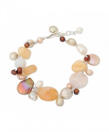 NOVICA Multi-Gem Quartz Cultured Freshwater Pearl .925 Sterling Silver Beaded Bracelet 'Lemon Honey' - CV11BFD59O5