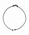 BODYA white Single Faux Pearl Necklace Choker pearl ends black Leather Cord Women Jewelry 17" Handmade - C312O9ANNI0
