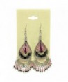 Peruvian Earrings - Dream Catchers Tear Drop Dangle Large Hand Crafted 2" x 1" - BlackGoldPink - C812O8M7229