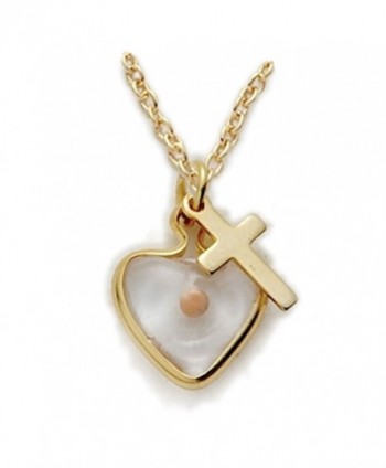 14K Gold Filled Mustard Seed Heart Necklace with Cross Charm on 18" Chain - CJ113FB4ULX