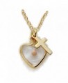 14K Gold Filled Mustard Seed Heart Necklace with Cross Charm on 18" Chain - CJ113FB4ULX