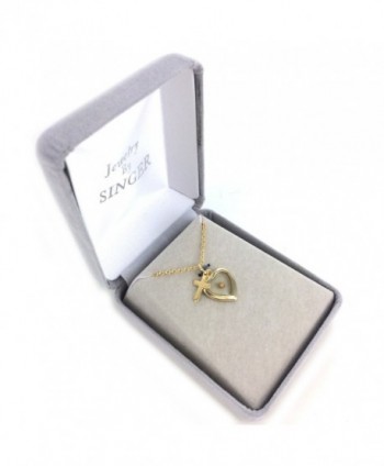 Filled Mustard Heart Necklace Cross in Women's Pendants