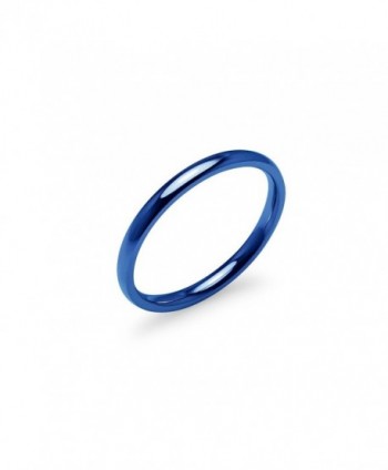 Blue IP Tone High Polish 2mm Plain Comfort Fit Wedding Band Ring Stainless Steel Many Sizes Available - CC17Z2CZSSS
