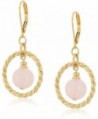 1928 jewelry 14k gold dipped genuine semi precious gemstone hoop earrings - Pink - CB186IILZ85