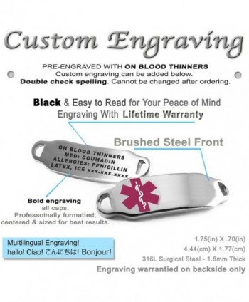 MyIDDr Pre Engraved Customizable Thinners Bracelet