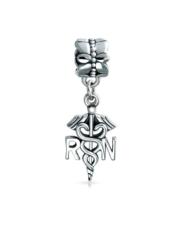 Bling Jewelry Nurse Caduceus Dangle Bead Charm .925 Sterling Silver - CV11G6CID8J