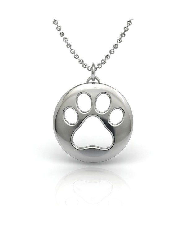 The Best Pet Lover Gift- .925 Sterling Silver 18 inch Necklace with a Dog Cat Paw Symbol Pendant - CS12G7FMJD9