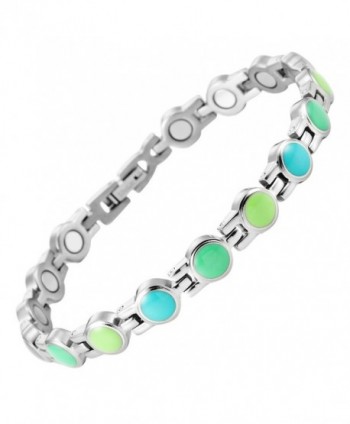 Willis Judd Titanium Magnetic Bracelet Green Enamel Adjustable - C811G0SVP8J