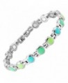 Willis Judd Titanium Magnetic Bracelet Green Enamel Adjustable - C811G0SVP8J