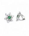 Sparkly Bride Snowflake CZ Clip On Earrings Winter Holiday Rhodium Plated Women Fashion - Green - C412869D0HX