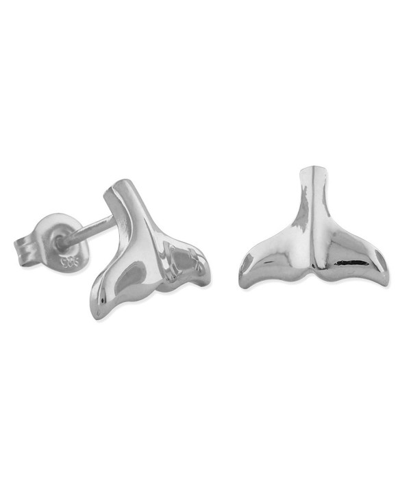 Sterling Silver Small Whale Tail Stud Earrings - CN118B8IDBX