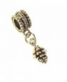 Antique Gold Plated Pewter Mini Pinecone Dangle Charm Interchangeable Slider Bead for Snake Chain Bracelets - C511I3A7DUZ