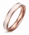 Stainless Steel White Enamel Plain Band Ring for Women-3.5mm IP Rose Gold-Size 5-8 - CH184C26RGO