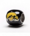 Iowa Hawkeyes Black with Yellow Hawk and Block "I" Round Bead Charm - CA128YWXN97