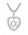 Star of David Heart Pendant Necklace Stainless Steel/18K Gold Plated Jewish Jewelry - CB12JMUMOH7