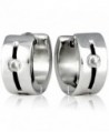 Stainless Silver Tone Rhinestone Huggie Earrings in Women's Hoop Earrings