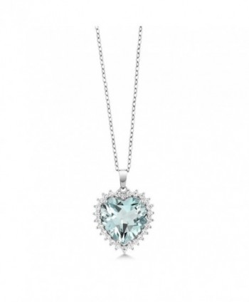 Sterling Created Aquamarine Pendant Necklace