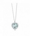 Sterling Created Aquamarine Pendant Necklace