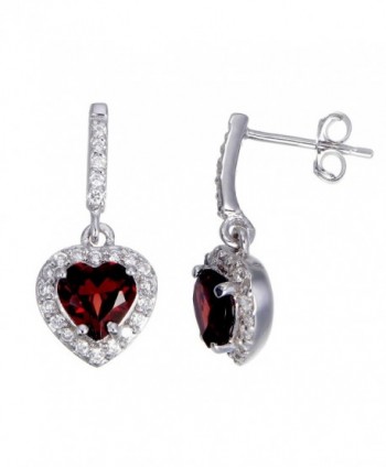 Sterling Silver Garnet Heart Earrings (0.95 CT) - CJ11NBE1UUD