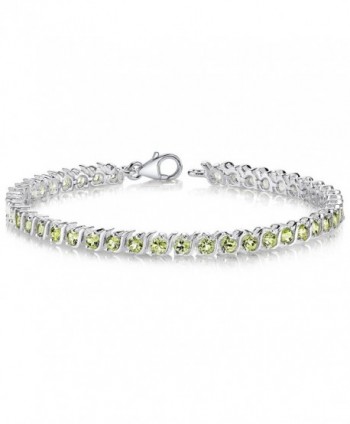 Peridot Tennis Bracelet Sterling Silver Rhodium Nickel Finish S Design 4.75 Carats - CF111PM0R2P