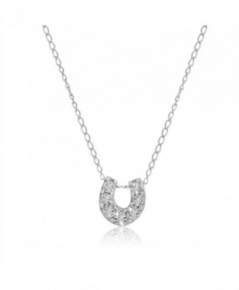 Mini Lucky Horseshoe Diamond Pendant-Necklace in Sterling Silver - CA12E03JEDN