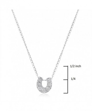 Horseshoe Diamond Pendant Necklace Sterling Silver