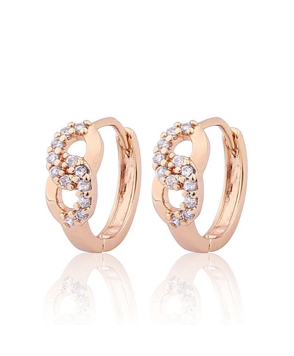 GULICX Prom Gift Lucky Hoop Infinity Earrings Gold Plated Brass Clear White Cubic Zirconia - CF122LHBRW1