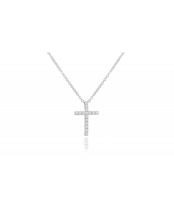 Brilliant Jewelry Round Cut Cz Cross Pendant 18in Cable Chain by NYC Sterling - CI1295GOP89