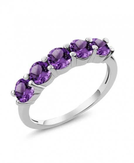 1.25 Ct Round Purple Amethyst 925 Sterling Silver 5-Stone Women's Band Ring (Available in size 5- 6- 7- 8- 9) - CJ11QN18SSD