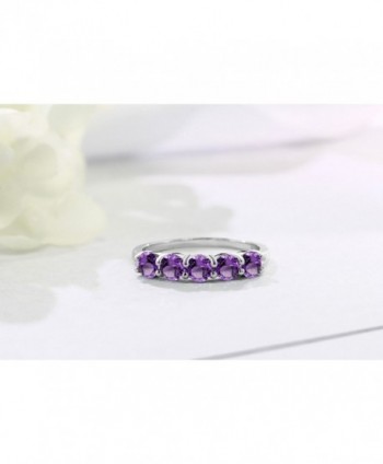 Purple Amethyst Sterling Silver 5 Stone in Women's Band Rings