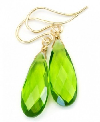 14k Gold Filled Simulated Peridot Earrings Green Long Teardrops Faceted - CO11EFS32GJ