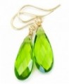 14k Gold Filled Simulated Peridot Earrings Green Long Teardrops Faceted - CO11EFS32GJ