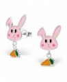 Pro Jewelry .925 Sterling Silver "Pink Rabbit w/ Dangling Carrot" Stud Earrings 1250 1251 - C711USP96GX
