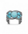 Filigree Cuff Bracelet With Stones Metal Boho Wrist Wrap Open 1.8" Wide Bangle - Turquoise - C2183R75G7Z