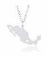 Silver Tone Stainless Steel Map Pendant Necklace- We Love Mexico- Mexico - CZ1876YH744
