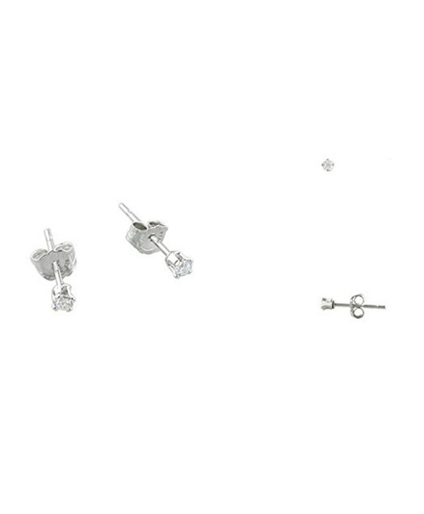 2MM Tiny Clear Ice White CZ 925 Sterling Silver Solitaire Stud Post Earrings Second Hole Cartilage - CL12EZKQHTP