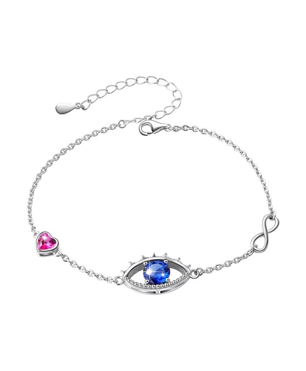 Rhodium Plated Sterling Silver Evil Eye Hamsa Blue Purple White CZ Pendant Necklace 18" - Bracelet - CZ1809O3RG0