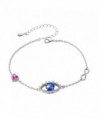 Rhodium Plated Sterling Silver Evil Eye Hamsa Blue Purple White CZ Pendant Necklace 18" - Bracelet - CZ1809O3RG0