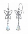 Created Opal Dangle Earrings Sterling Silver Pear Shape 1.50 Carats - CQ11NK4Y4LL