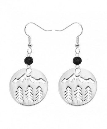 MANZHEN Stainless Steel Black Lava-rock Essential Oil Diffuser Dangle Earrings Jewelry - CQ189DREQRK