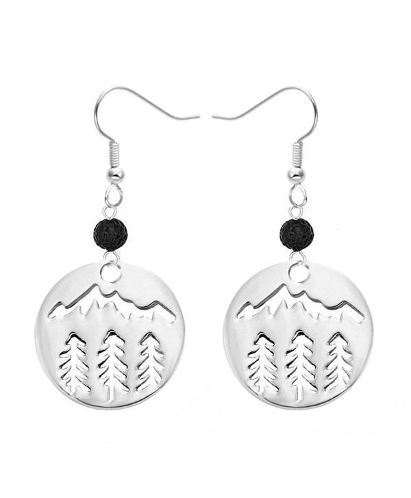 MANZHEN Stainless Steel Black Lava-rock Essential Oil Diffuser Dangle Earrings Jewelry - CQ189DREQRK