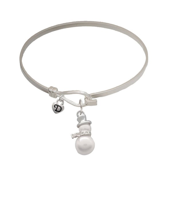 Imitation Pearl Snowman Mini Logo Heart Latch Bangle Bracelet - C212MAOFVB0