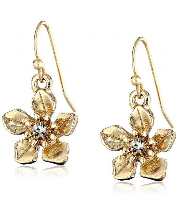 1928 Jewelry Le Marais Gold-Tone Flower Drop Earrings - CH11MY5RTBT