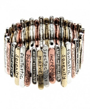 PammyJ Multi Tone Inspirational Words Stretch Bracelet -- Marvelous Incredible Spectacular - CB11GEY2GI7