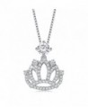 Necklace- 925 Sterling Silver Crown shaped Pendant Necklace for Women Gift for Valentine - White - CZ184WK0G4H
