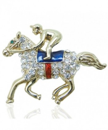 EVER FAITH Austrian Crystal Gorgeous Horse Animal Saddlemen Cowboy Brooch - Gold-Tone - CA11BGDNSPV