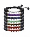 Top Plaza Adjustable Protection Aromatherapy - 7 Chakra Lava Stone Bracelets Set - CI188KA2MMA