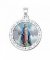 Miraculous Medal Round Color - 3/4 Inch X 3/4 Inch Solid Sterling Silver - CF11ETLDAWR