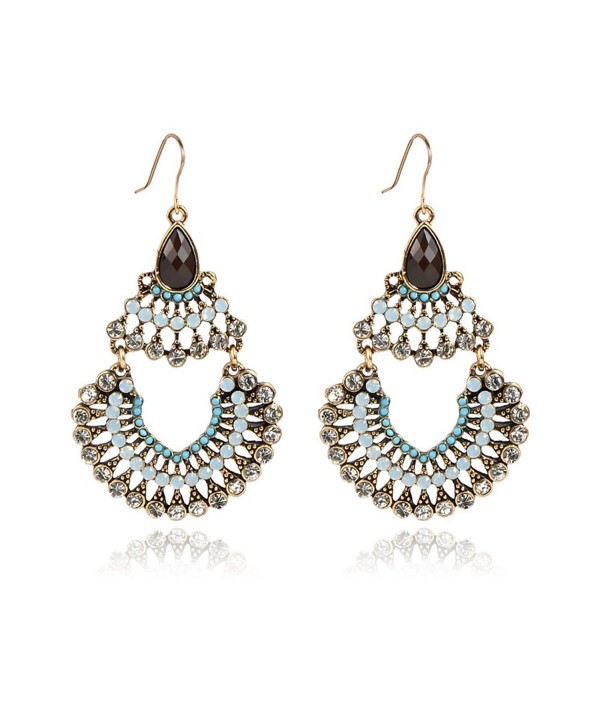 IYOCHO Diamond Crystal Dangle Earrings Retro Boho Style Tassels Blue - C712FY87EEJ